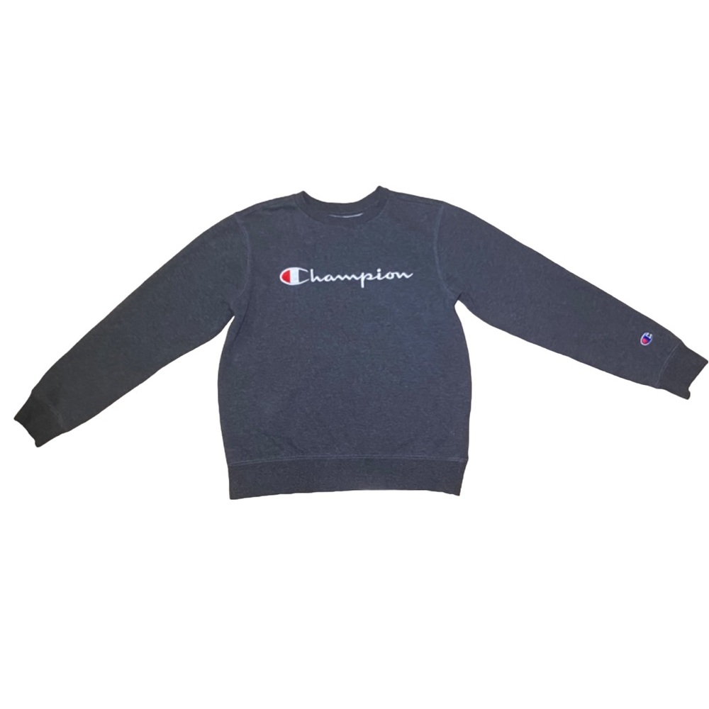 Dark Gray Youth Champion Crewneck Sweatshirt L